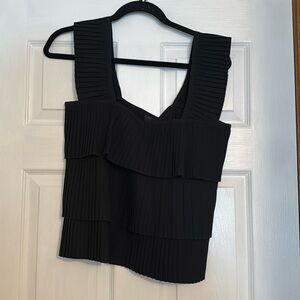 J Crew Black Pleated Tank Top Size Small